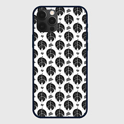 Чехол для iPhone 12 Pro Max Монстера и линии, цвет: 3D-черный