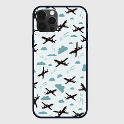 Чехол iPhone 12 Pro Max Самолет в облаках паттерн