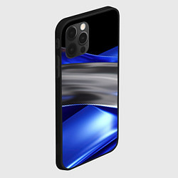Чехол для iPhone 12 Pro Max Серебряная вставка на синей абстракции, цвет: 3D-черный — фото 2