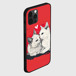 Чехол для iPhone 12 Pro Max Влюбленные белые кошечки, цвет: 3D-черный — фото 2