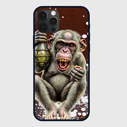 Чехол для iPhone 12 Pro Max Обезьяна с гранатой в лапе, цвет: 3D-черный