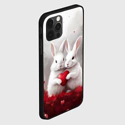 Чехол для iPhone 12 Pro Max Белые кролики с сердцем, цвет: 3D-черный — фото 2