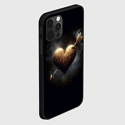 Чехол для iPhone 12 Pro Max Золотое сердце - стрела, цвет: 3D-черный — фото 2