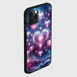 Чехол для iPhone 12 Pro Max Космические сердца - звезды, цвет: 3D-черный — фото 2
