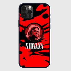 Чехол для iPhone 12 Pro Max Nirvana красные краски рок бенд, цвет: 3D-черный