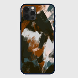 Чехол для iPhone 12 Pro Max Цветные мазки - паттерн, цвет: 3D-черный
