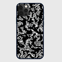 Чехол для iPhone 12 Pro Max Капли жидкого металла - камуфляж на чёрном, цвет: 3D-черный