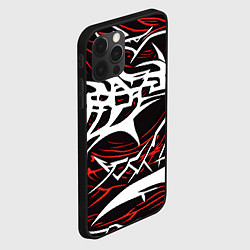 Чехол для iPhone 12 Pro Max Белые и красные агрессивные линии на чёрном фоне, цвет: 3D-черный — фото 2