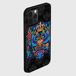 Чехол для iPhone 12 Pro Max Герб России неоновый стиль, цвет: 3D-черный — фото 2
