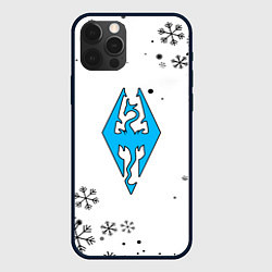 Чехол iPhone 12 Pro Max Skyrim logo winter