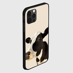 Чехол для iPhone 12 Pro Max Корова на бежевом фоне, цвет: 3D-черный — фото 2