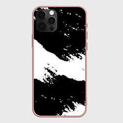 Чехол для iPhone 12 Pro Max Чёрнобелые краски, цвет: 3D-светло-розовый