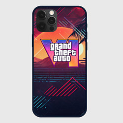 Чехол для iPhone 12 Pro Max GTA 6 logo абстрактный фон, цвет: 3D-черный