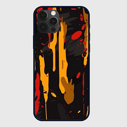 Чехол для iPhone 12 Pro Max Красные желтые оранжевые пятна краски абстракция, цвет: 3D-черный