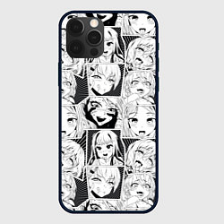 Чехол для iPhone 12 Pro Max Ahegao узор, цвет: 3D-черный