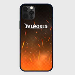 Чехол для iPhone 12 Pro Max Palworld лого на фоне огня, цвет: 3D-черный