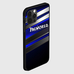 Чехол для iPhone 12 Pro Max Palworld logo синие и серебристые полосы, цвет: 3D-черный — фото 2