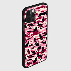 Чехол для iPhone 12 Pro Max Камуфляжные розовые котики, цвет: 3D-черный — фото 2