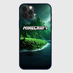 Чехол для iPhone 12 Pro Max Minecraft logo зеленый мир, цвет: 3D-черный