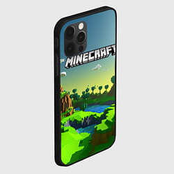 Чехол для iPhone 12 Pro Max Minecraft logo зеленый летний мир, цвет: 3D-черный — фото 2