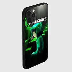 Чехол для iPhone 12 Pro Max Minecraft девушка и зеленые ступени блоки тропинки, цвет: 3D-черный — фото 2