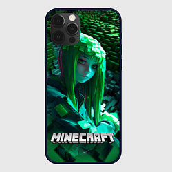 Чехол для iPhone 12 Pro Max Minecraft девушка зеленый мир, цвет: 3D-черный