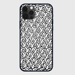Чехол для iPhone 12 Pro Max Чёрный узор на белом фоне, цвет: 3D-черный