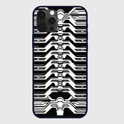 Чехол iPhone 12 Pro Max Чёрно-белая киберпанк броня