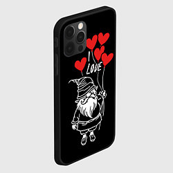 Чехол для iPhone 12 Pro Max Гном с сердечками, цвет: 3D-черный — фото 2
