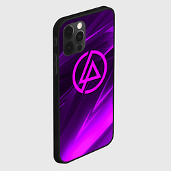 Чехол для iPhone 12 Pro Max Linkin park neon stripes logo, цвет: 3D-черный — фото 2