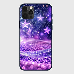Чехол iPhone 12 Pro Max Абстрактные звезды в фиолетовых искрах