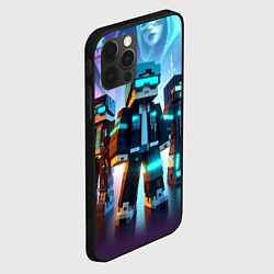 Чехол для iPhone 12 Pro Max Minecraft - neon metropolis ai art, цвет: 3D-черный — фото 2