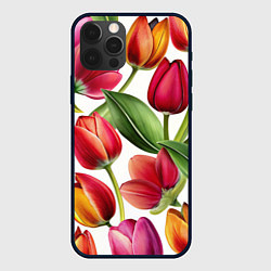 Чехол iPhone 12 Pro Max Паттерн с тюльпанами