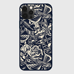 Чехол iPhone 12 Pro Max Gray tattoo machine