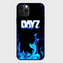 Чехол iPhone 12 Pro Max Dayz синий огонь лого