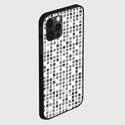 Чехол для iPhone 12 Pro Max Серые квадраты на белом фоне, цвет: 3D-черный — фото 2