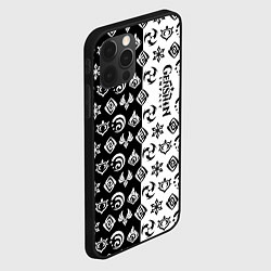 Чехол для iPhone 12 Pro Max Genshin Impact - black and white, цвет: 3D-черный — фото 2