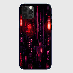 Чехол для iPhone 12 Pro Max Киберпанк светящиеся красные элементы, цвет: 3D-черный
