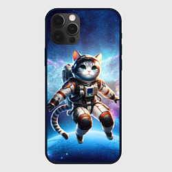 Чехол для iPhone 12 Pro Max Кот космонавт в космосе, цвет: 3D-черный
