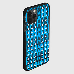 Чехол для iPhone 12 Pro Max Узор из треугольников синий, цвет: 3D-черный — фото 2