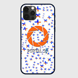 Чехол для iPhone 12 Pro Max Portal logo pattern steel, цвет: 3D-черный