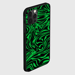 Чехол для iPhone 12 Pro Max Узор на черном фоне с ярким зеленым абстрактным ди, цвет: 3D-черный — фото 2
