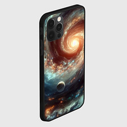 Чехол для iPhone 12 Pro Max Далёкая неоновая галактика - нейросеть, цвет: 3D-черный — фото 2