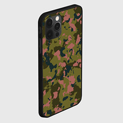 Чехол для iPhone 12 Pro Max Камуфляжный паттерн зеленый с розовыми пятнами, цвет: 3D-черный — фото 2