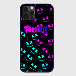 Чехол для iPhone 12 Pro Max Fortnite x Marshmello neon pattern, цвет: 3D-черный