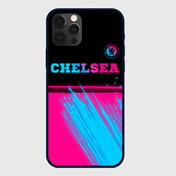 Чехол для iPhone 12 Pro Max Chelsea - neon gradient посередине, цвет: 3D-черный