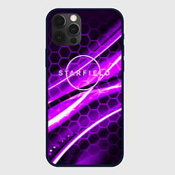Чехол для iPhone 12 Pro Max Starfield game logo neon, цвет: 3D-черный