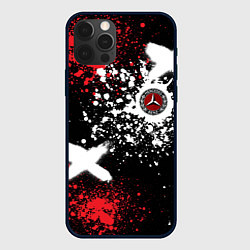 Чехол iPhone 12 Pro Max Мерседес на фоне граффити и брызг красок