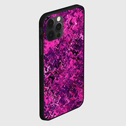 Чехол для iPhone 12 Pro Max Абстрактная текстура тёмно-розовый, цвет: 3D-черный — фото 2