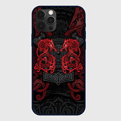 Чехол для iPhone 12 Pro Max Кельтские узоры - волки и топоры, цвет: 3D-черный